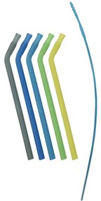 Súprava silikónových slamiek - modrá/zelená