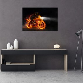 Obraz - Motorkár s plameňmi (90x60 cm)