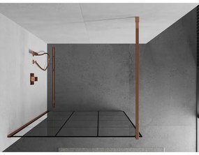 Mexen Kioto, sprchová zástena 110x200 cm, 8mm číre sklo s čiernym vzorom, profil ružové zlato, 800-110-101-60-77