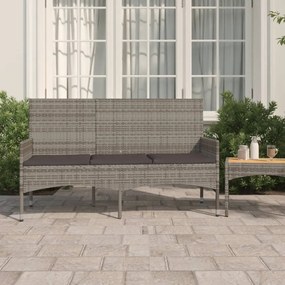 vidaXL 3-miestna záhradná lavička s podložkami sivá polyratan