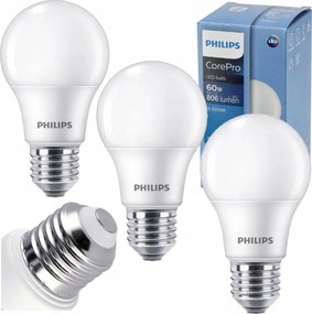 3x LED žiarovka E27 8W 806lm 100lm/w 6500k