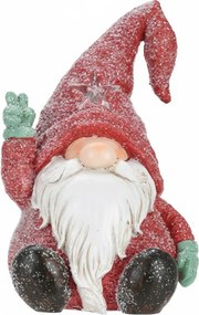 Sediaci červený škriatok s LED osvetlením 22 cm