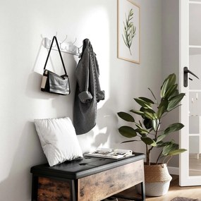 Nástenný vešiak, so 4 trojitými háčikmi, 40 x 7 x 11 cm, biely