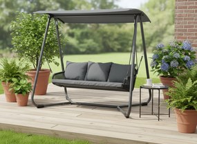 Garden Line ZÁHRADNÁ HOJDAČKA S PLETENÝMI OPIERKAMI RÚK 180 x 139 x 185 CM ANTRACIT PREMIUM