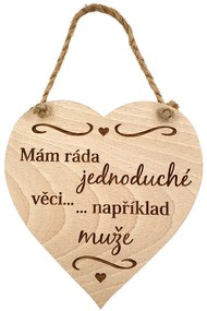 AMADEA Drevené srdce s textom Mám rada jednoduché veci..., masívne drevo, 16 x 15 cm