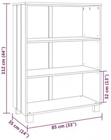 vidaXL Knižnica tmavosivá 85x35x112 cm masívne borovicové drevo-