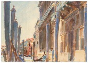 Obraz - John Singer Sargent, Gondola Moorings on the Grand Canal, reprodukcia (70x50 cm)