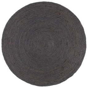 Ručne vyrobený koberec tmavosivý 180 cm jutový okrúhly