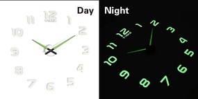 KIK Dizajnové 3D nalepovacie hodiny fluorescenčný 50 - 60 cm, KX7442