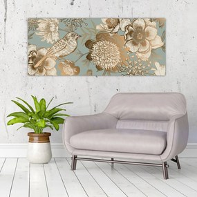 Obraz - Záhrada s vtáčikom (120x50 cm)