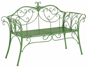 Záhradná kovová lavička zelená