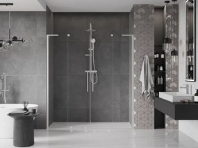 Mexen Velar L Duo, posuvné sprchové dvere do otvoru 200 cm, 8mm číre sklo, brúsená oceľ, 871-200-003-02-97