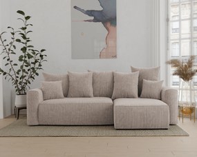 Rohová sedačka Denia (P) (svetlohnedá). Akcia -20%. Vlastná spoľahlivá doprava až k Vám domov. 1133110