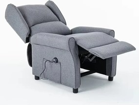 TV kreslo STILO PLUS s elektrickým polohovaním — látka, sivá, nosnosť 130 kg