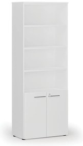 Kombinovaná kancelárska skriňa PRIMO WHITE, dvere na 2 poschodia, 800 x 420 x 2128 mm, biela