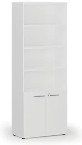 Kombinovaná kancelárska skriňa PRIMO WHITE, dvere na 2 poschodia, 800 x 420 x 2128 mm, biela