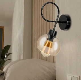 BERGE Sklenená LED nástenná lampa LOFT 1xE27 - jantárová farba