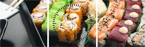 Obraz - Sushi (s hodinami) (90x30 cm)