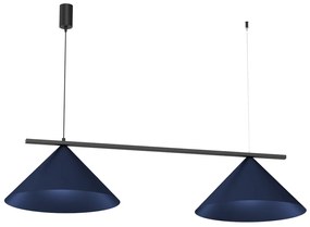 Závesné svietidlo Capital, 2x tmavomodré kovové tienidlo, (fi 46cm), db