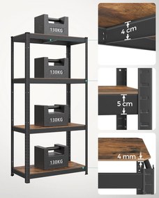 Dílenský regál Busta 80 cm černý/ tmavě hnědý