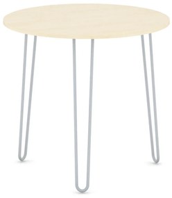 Okrúhly jedálenský stôl SPIDER, priemer 800 mm, sivo-strieborná podnož, doska dub prírodný