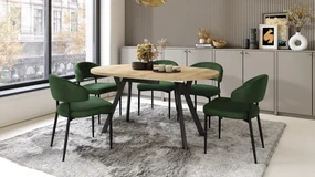 ALDO Dub Craft Gold/čierne nohy - OKRÚHLY LOFTOVÝ/INDUSTRIÁLNY ROZKLADACÍ STÔL DO OBÝVAČKY/JEDÁLNE
