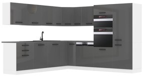 Kuchynská linka Belini Premium Full Version 480 cm šedý lesk s pracovnou doskou JANE