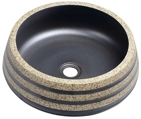 Sapho Sapho, PRIORI keramické umývadlo, priemer 41cm, 15cm, čierna/kameň, PI021