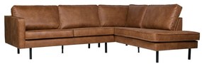 Hnedá rohová pohovka z imitácie kože (pravý roh/do L) Rodeo – WOOOD