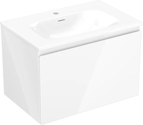 Mexen Orio, kúpeľňová skrinka 70 cm s umývadlom Vela, 1 zásuvka, biela lesklá, 91A10-07047-1-BF00-W23M00