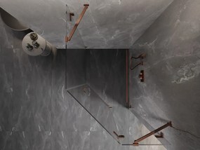 Mexen Lunar, päťuholníkový sprchový kút s pravým sklonom 90 x 100 cm, 8mm číre sklo, profil ružové zlato, 831-090P-100L-60-00-P