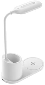 LED Stolná lampa LED/3W/5V s bezdrôtovým nabíjaním biela