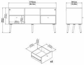 Biely TV stolík 117x61 cm Bodo – Tvilum