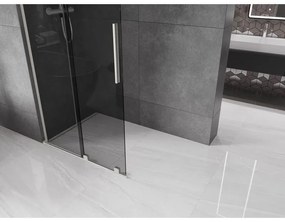 Mexen Velar L, posuvná sprchová zástena Walk-in 90 x 200 cm, 8mm šedé sklo, brúsená oceľ, 871-090-003-43-97