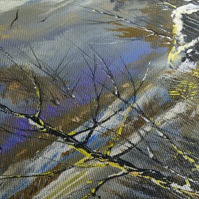 Obraz chalúpky v zimnej krajine, olejomaľba (90x60 cm)