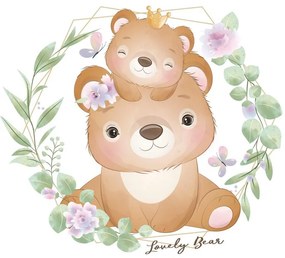 Samolepiaca tapeta roztomilá medvedia rodinka