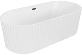 Mexen Paola, voľne stojaca vaňa, drážkovaná, 170 x 80 cm, biela matná, čierna matná, 52721708001-70