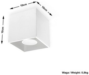 SOLLUX LIGHTING Stropné osvetlenie QUAD 1, 1xGU10, 40W, 10x10cm, hranaté, biele