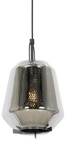 Art Deco závesná lampa čierna s dymovým sklom 23 cm - Kevin