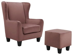 Ružové zamatové kreslo ušiak Zhili - Støraa