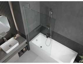 Mexen Next, 1-krídlová vaňová zástena 100 x 150 cm, 6mm číre sklo, oceľová, 895-100-000-00-00-97