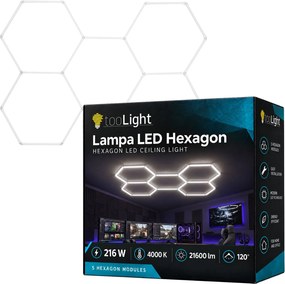 Toolight Toolight, LED stropné svietidlo HEXAGON 5 modulov, JNH051-H, biela, OSW-56243