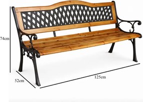 Odolná záhradná lavička s operadlom 125 x 52 x 77 cm