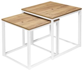 Sada 2 konferenčných stolíkov PRAVEN Craft biely