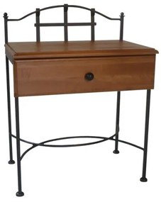 IRON-ART Nočný stolík ALCATRAZ - so zásuvkou, kov + drevo