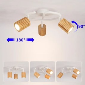 Brilagi - Bodové svietidlo MODERN WOOD 3xGU10/8W/230V kaučukovník/biela