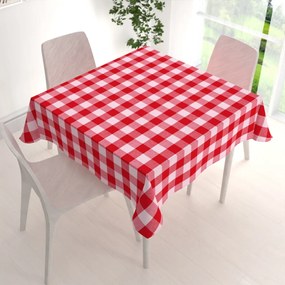 Biante Bavlnený štvorcový obrus Olivia OL-016 Červeno-biela kocka veľká 120x120 cm