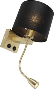 Art Deco nástenná lampa zlatá s čiernym tienidlom - Brescia