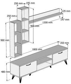 TV súprava v dekore borovice v prírodnej farbe 180x48 cm Veronica - Kalune Design