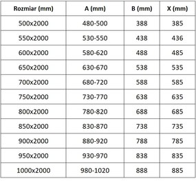 Mexen Exo, výklopné sprchové dvere 50 cm, číre sklo, chrómový profil, 817-050-000-01-00